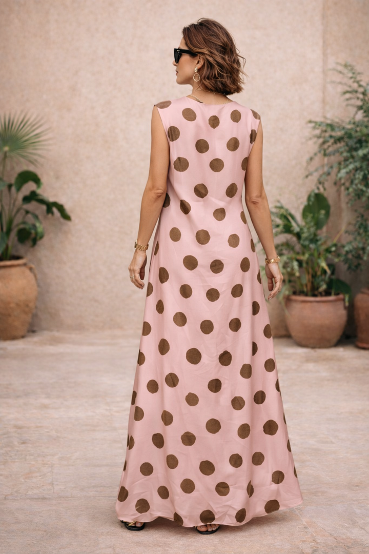 Cadence Cowl Polka Dot Dress Pink