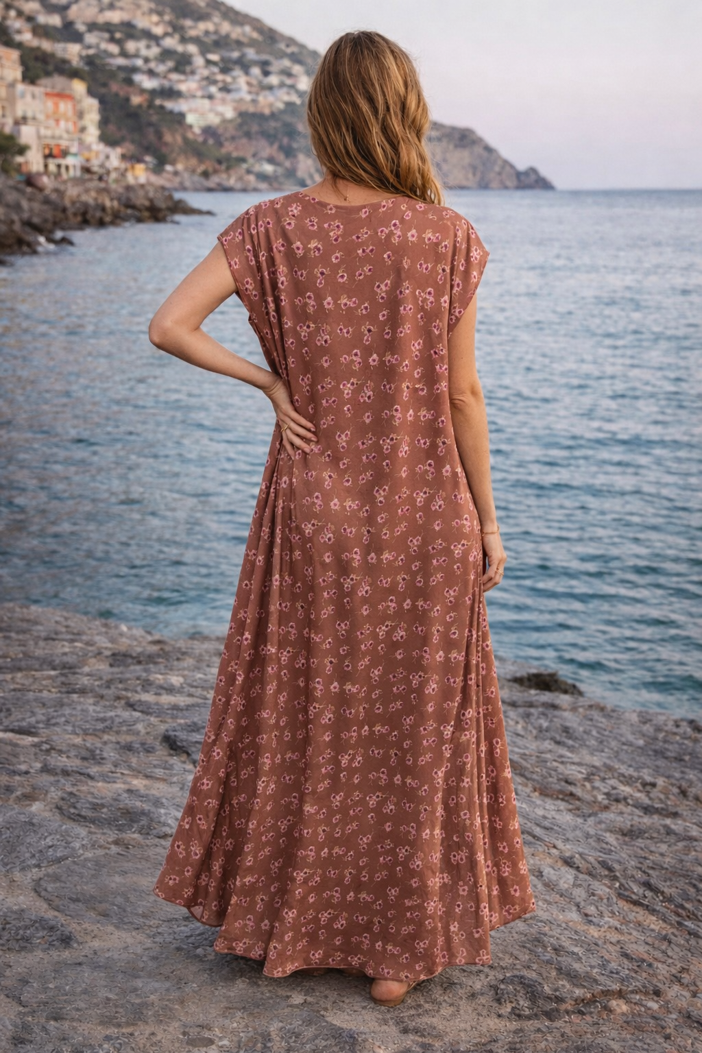 Cadence Cowl Floral Dress Copper