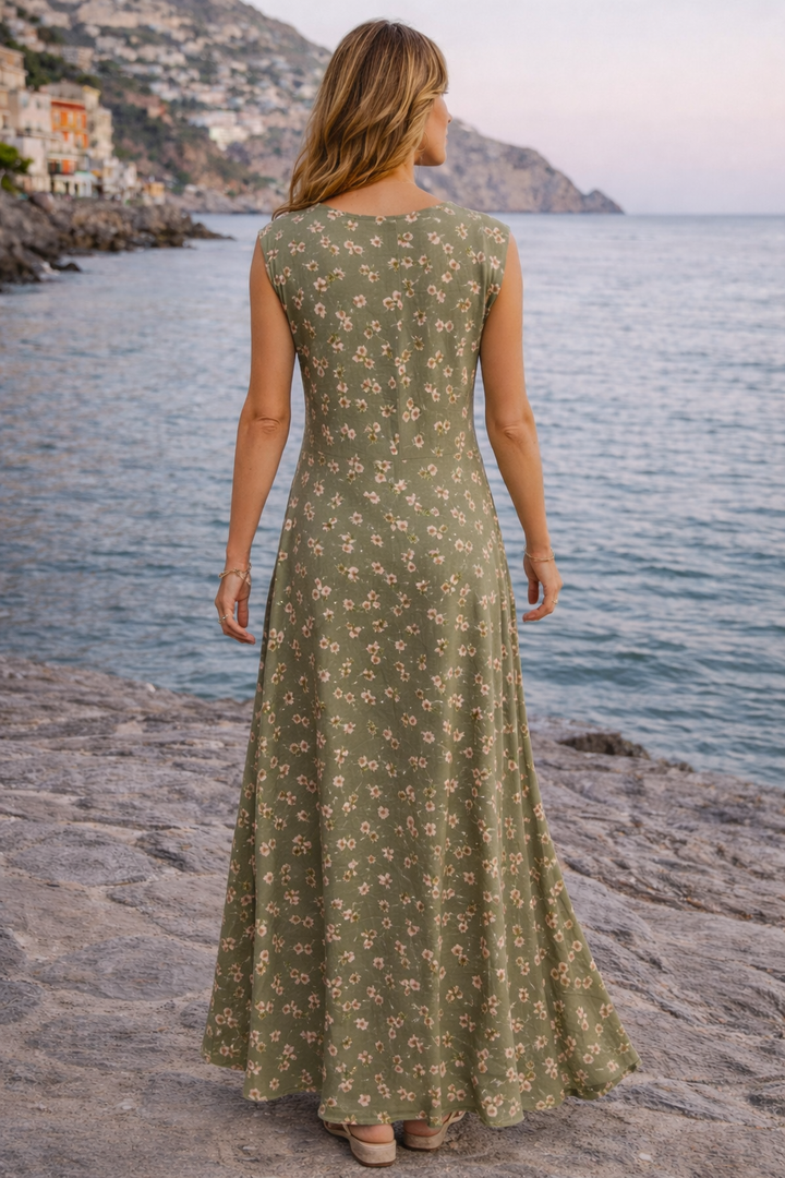 Cadence Cowl Floral Dress Olive