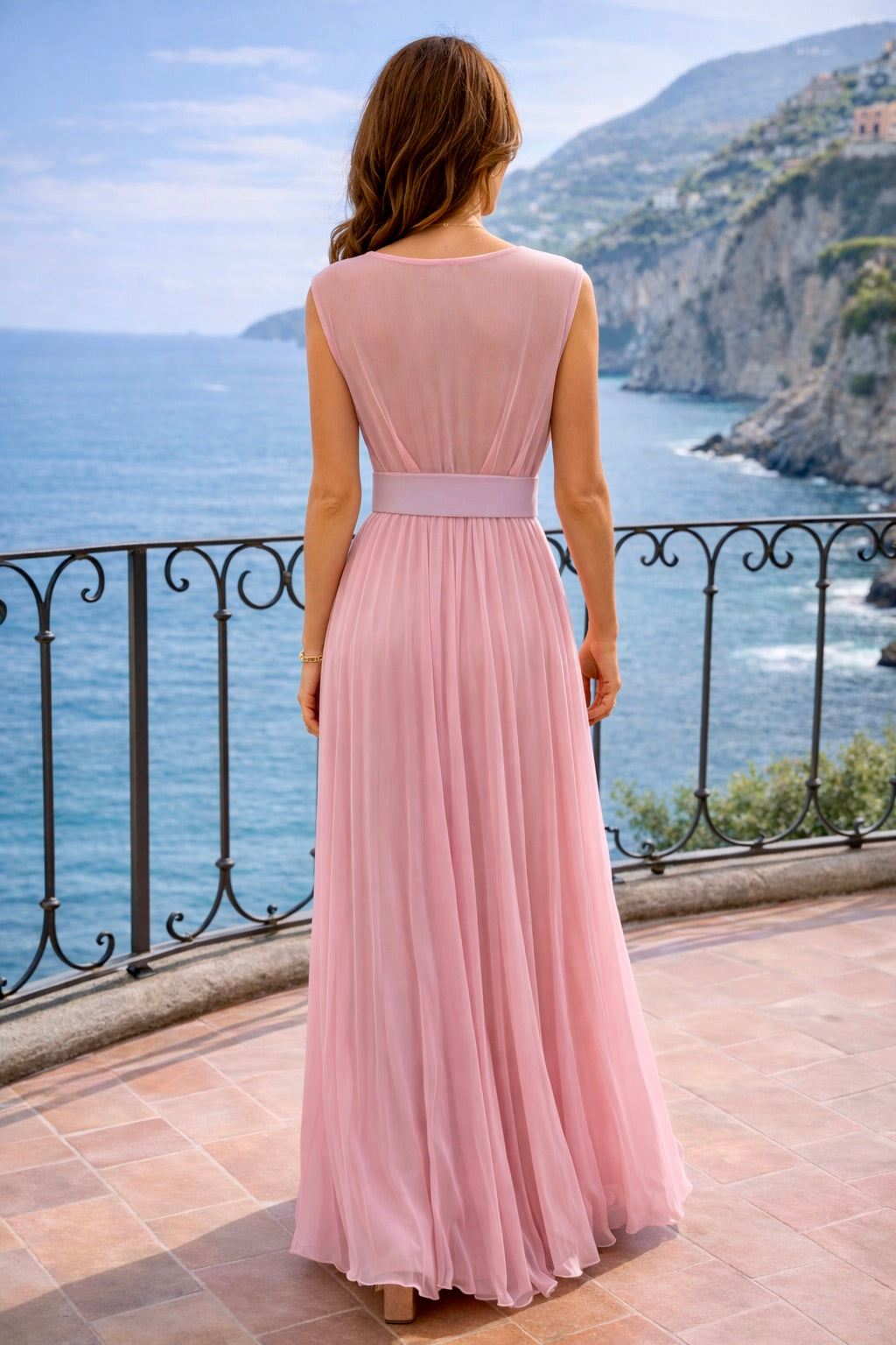 Cherish Pleated Maxi Dress Pink
