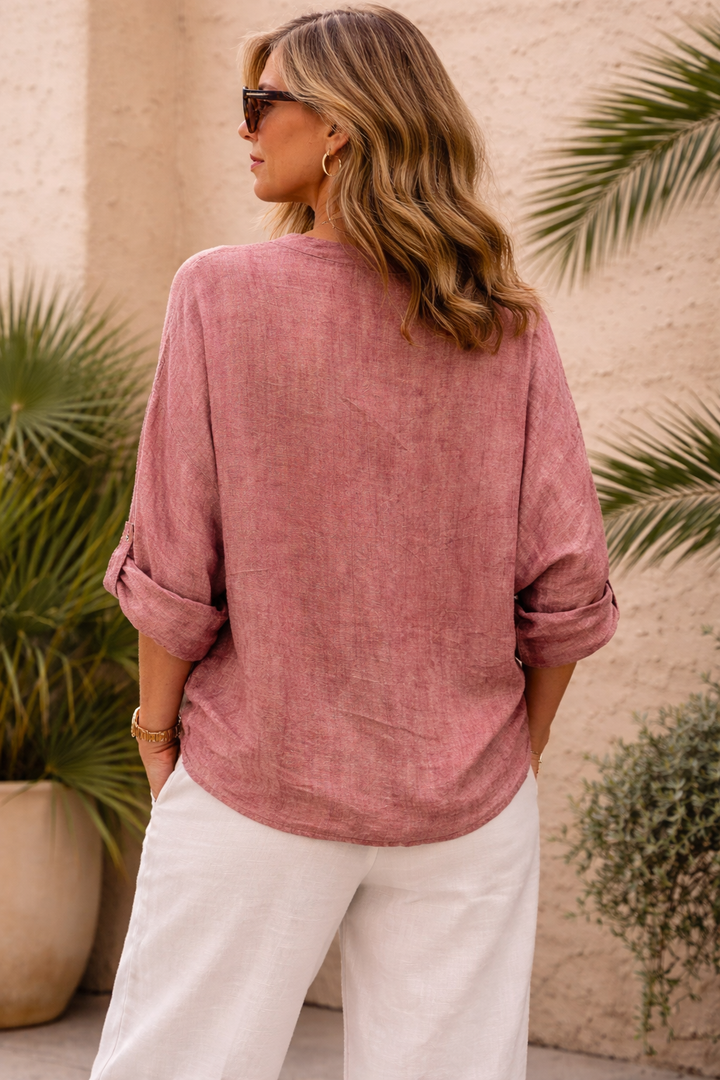 Davika Tie Front Shirt Blush