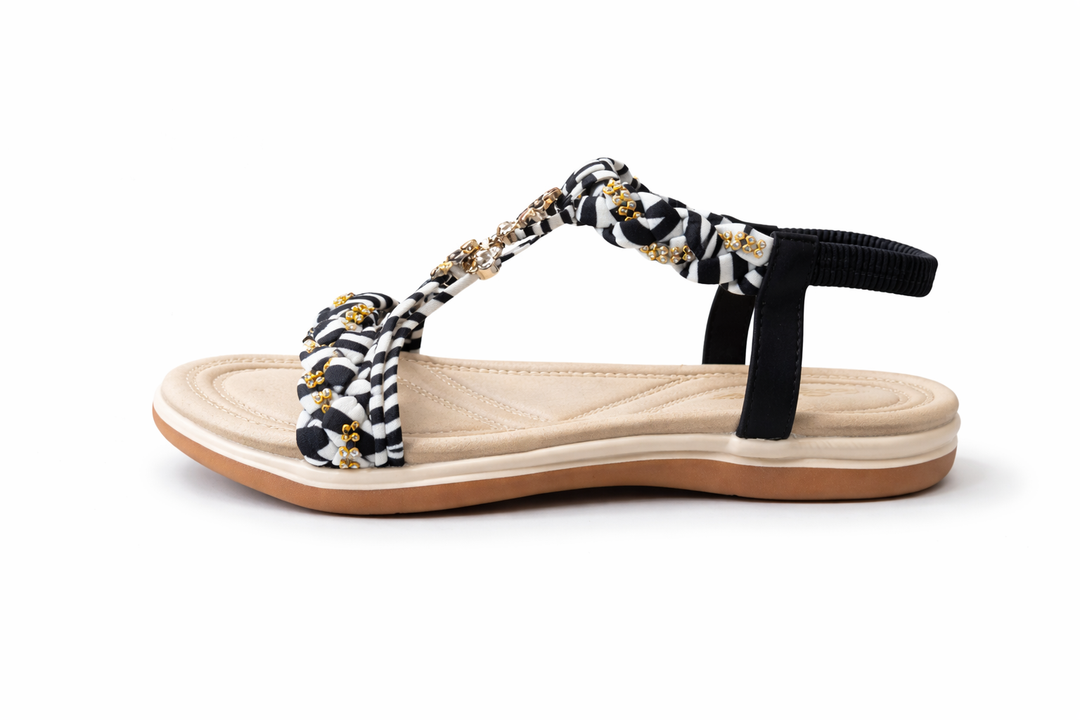 Floral Splash Sandals Monochrome