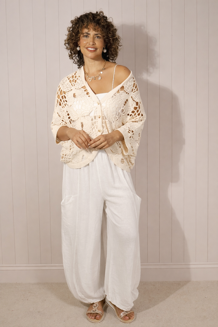 Cora Crochet Cardigan Cream