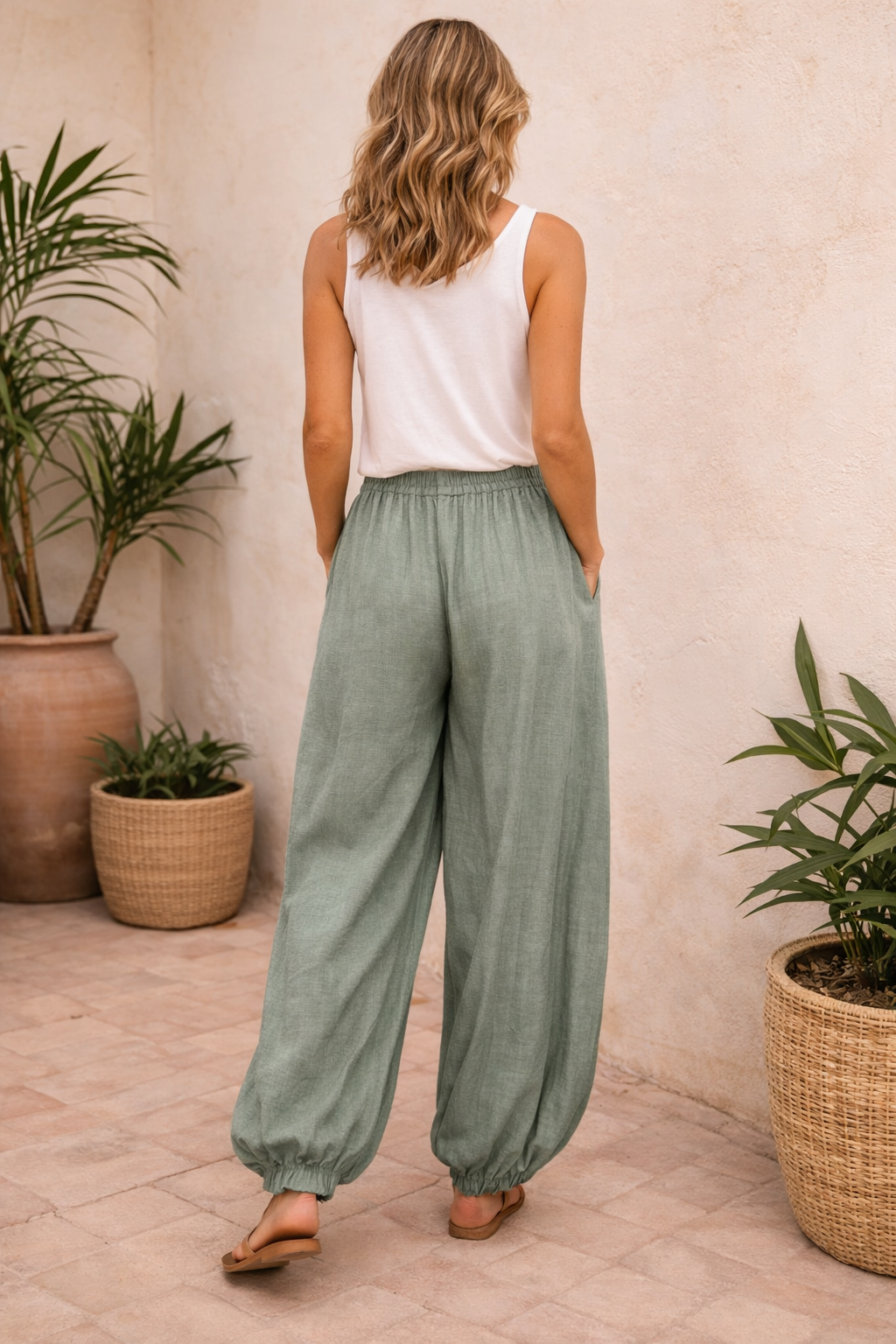 Hermosa Harem Trousers Khaki