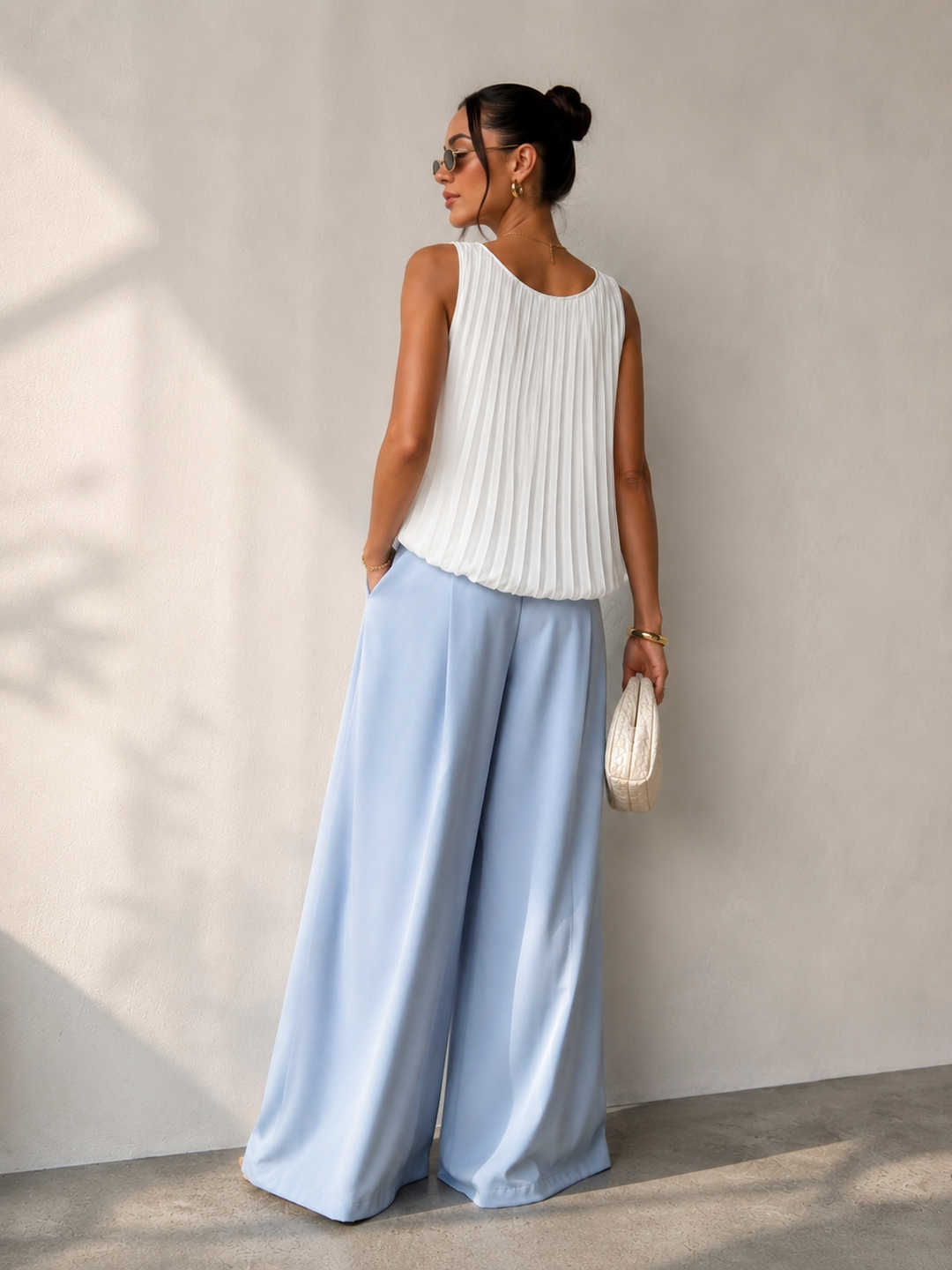 Lynetta Pleated Top White