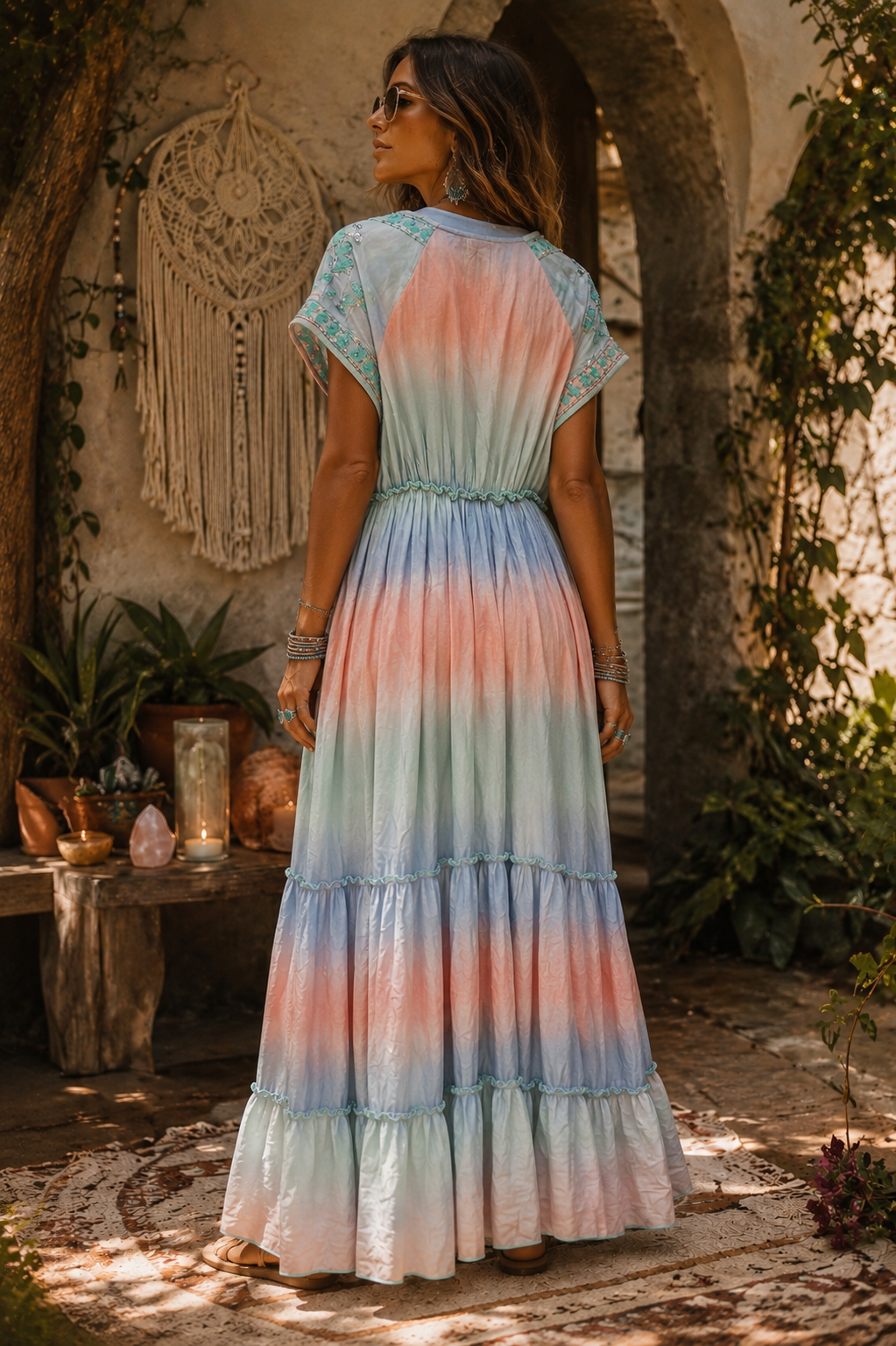 Tatiana Sequin Dress Aqua/Pink