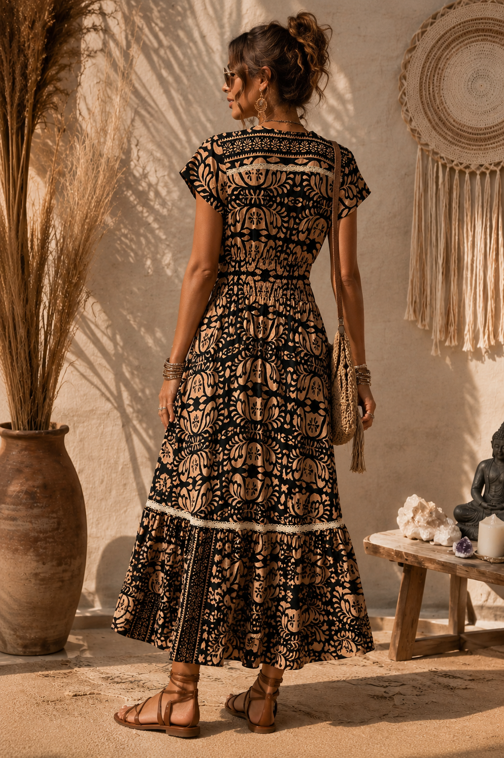 Maria Boho Maxi Dress Black