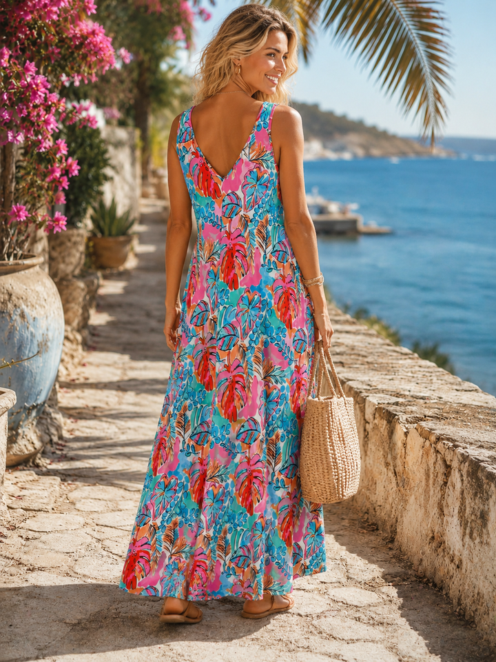 Sirena Palm Leaf Dress Pink