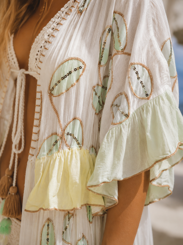 Mila Embroidered Kimono Mint