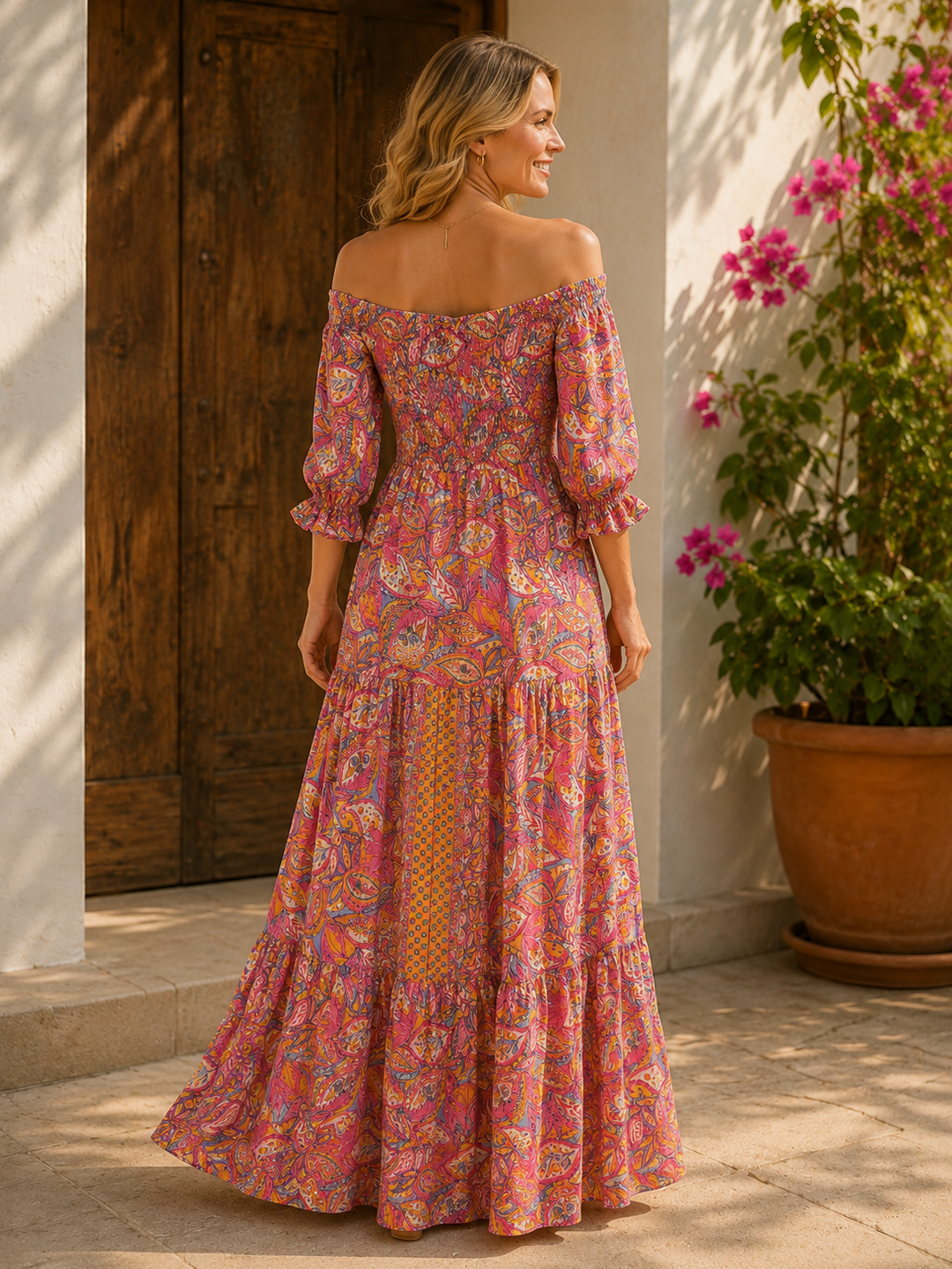 Rosabella Shirred Silk Dress Pink