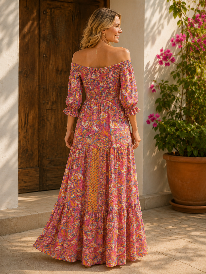 Rosabella Shirred Silk Dress Pink