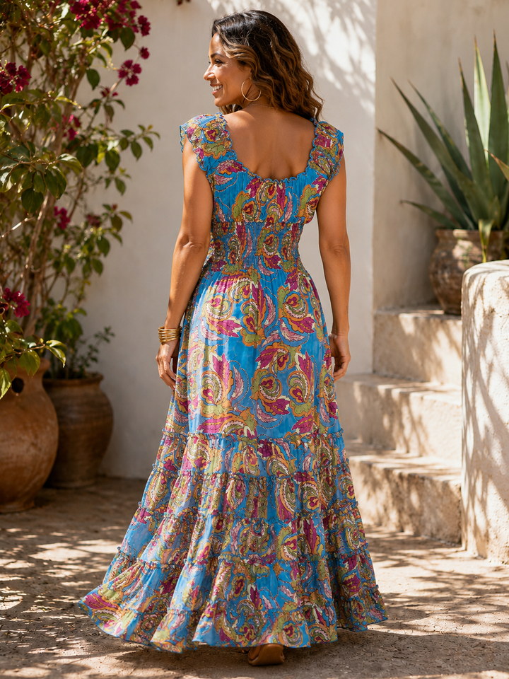 Estefani Shirred Dress Blue