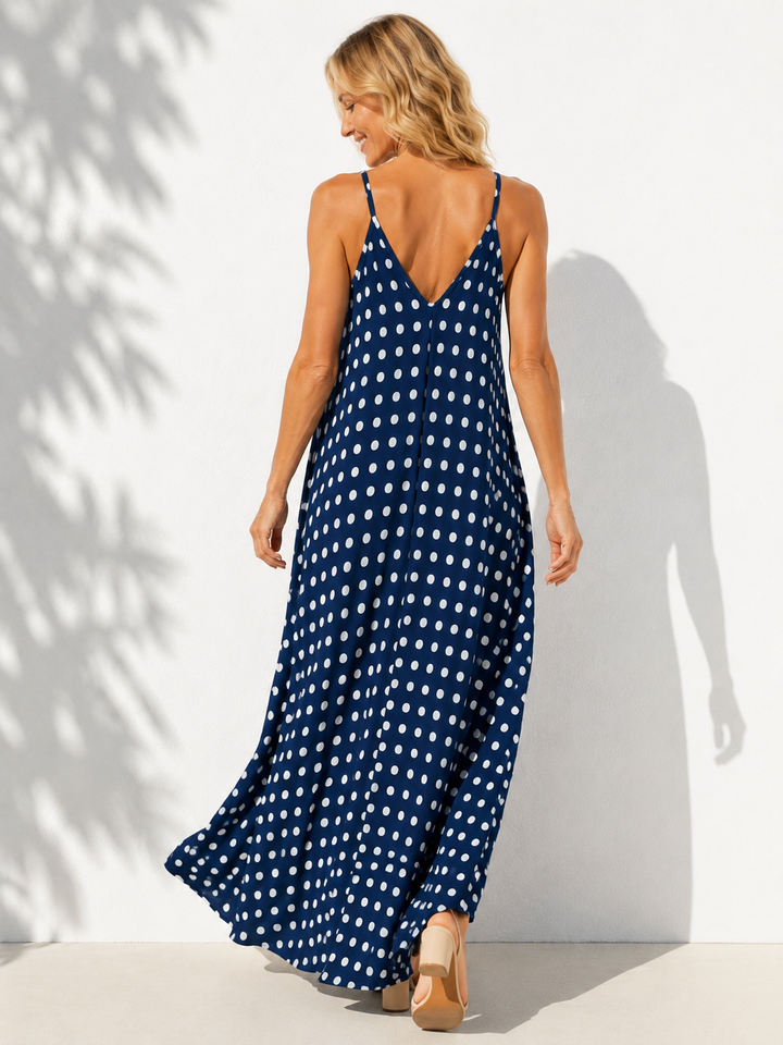 Florentine Polka Dot Dress Navy