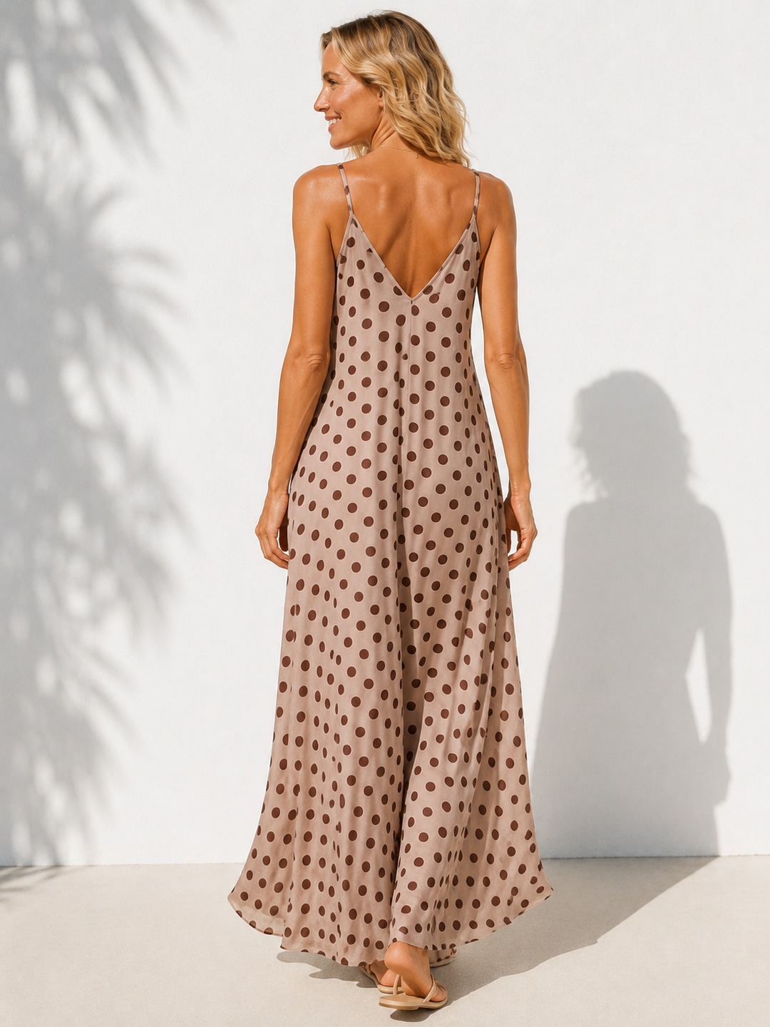 Florentine Polka Dot Dress Mocha
