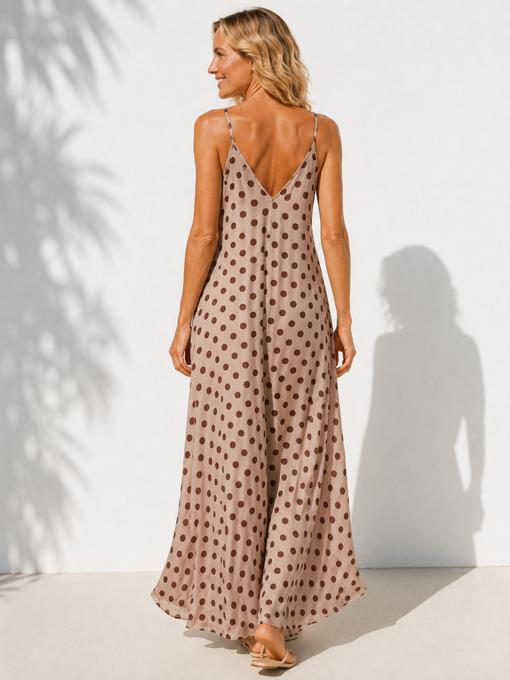 Florentine Polka Dot Dress Mocha
