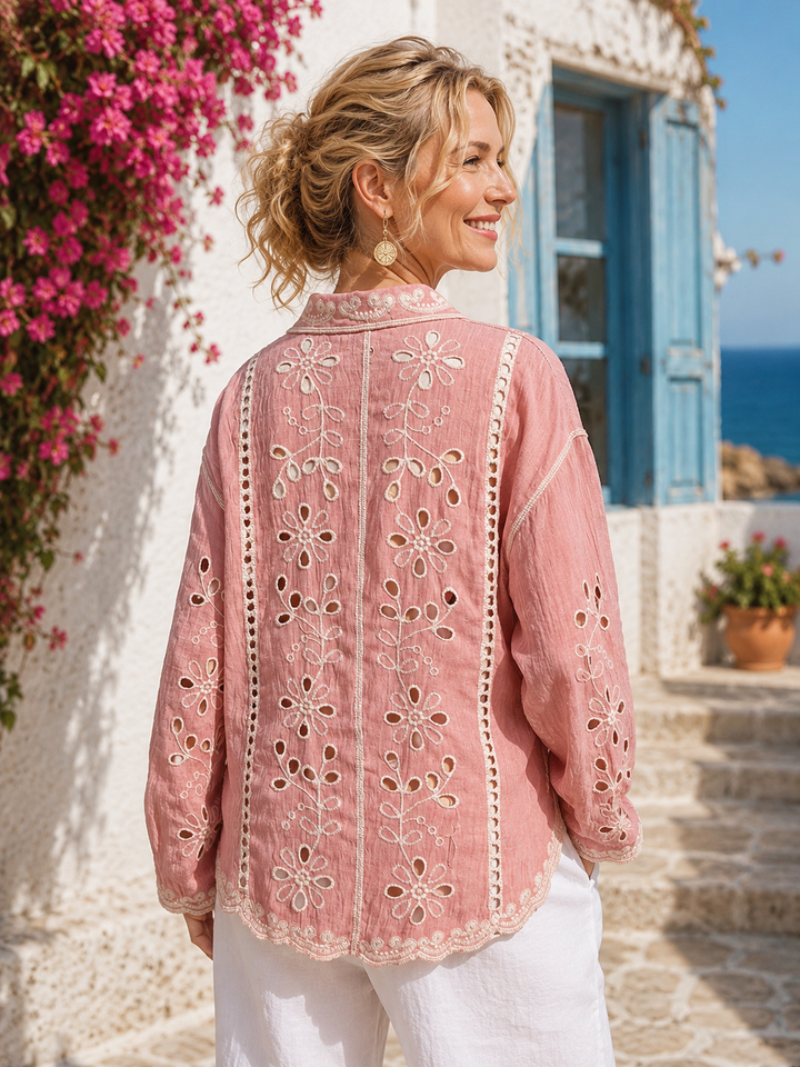 Aria Broderie Shirt Blush Pink