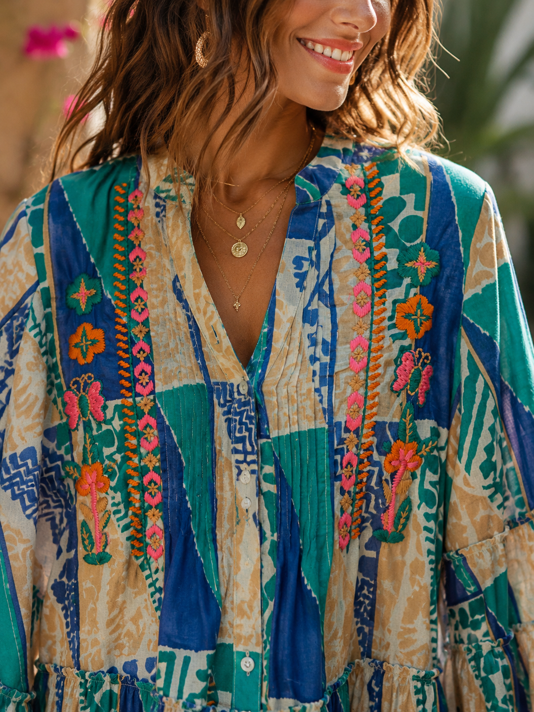 Brianda Embroidered Tunic Aqua