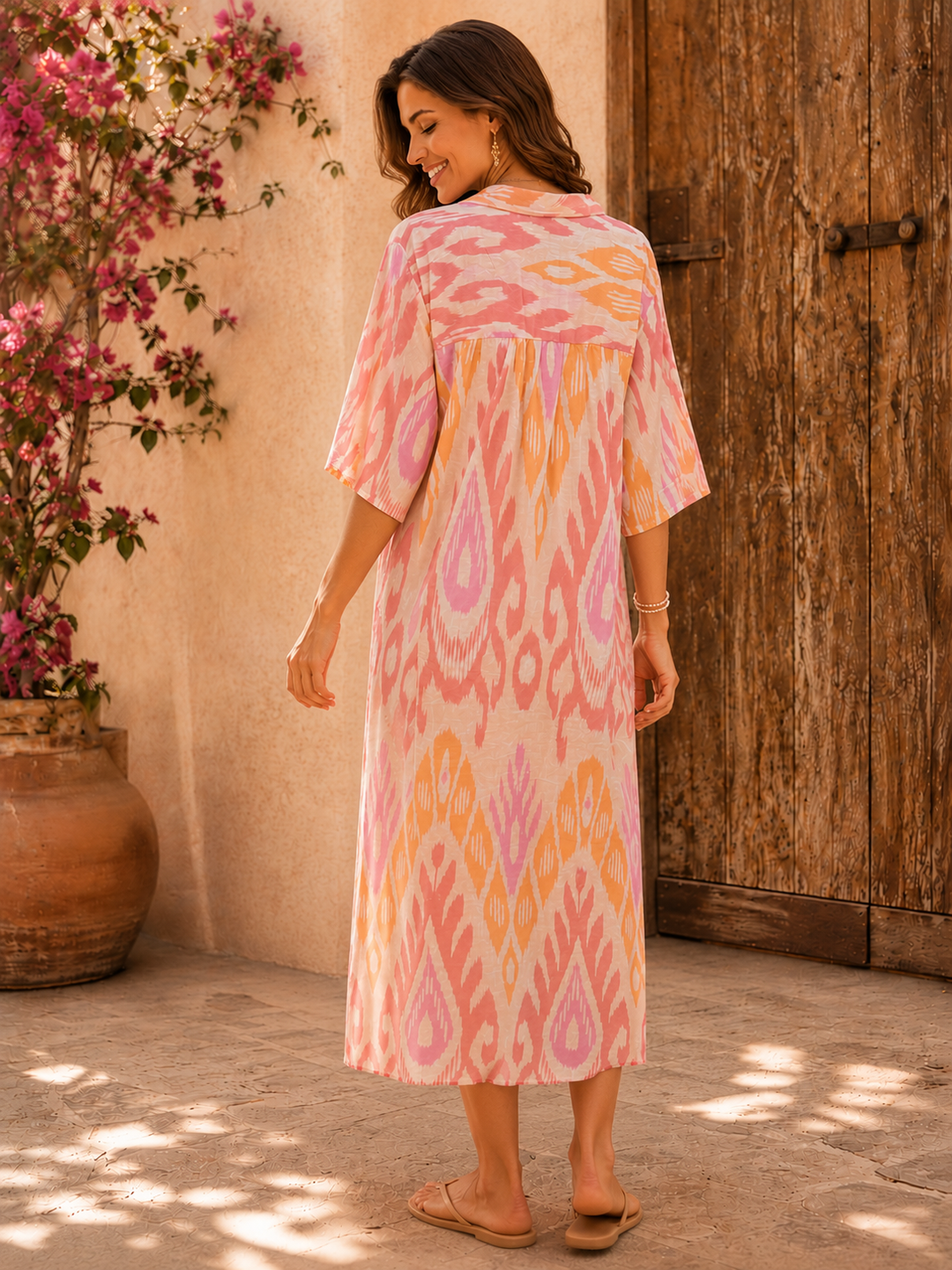 Salma Cotton Tunic Dress Pink