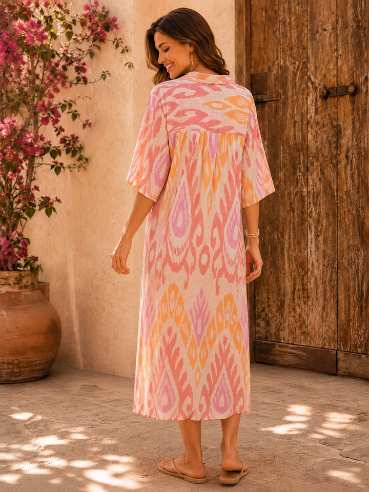 Salma Cotton Tunic Dress Pink