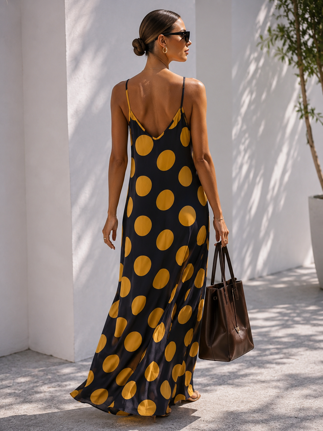 Stefania Polka Dot Dress Navy