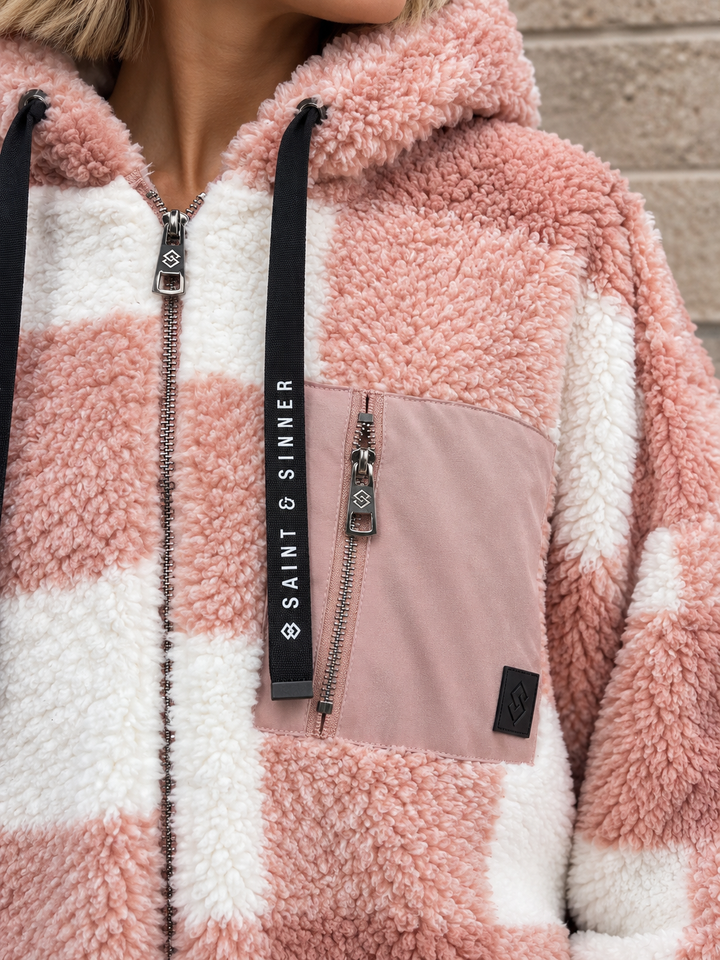 Checkerboard Teddy Jacket Blush