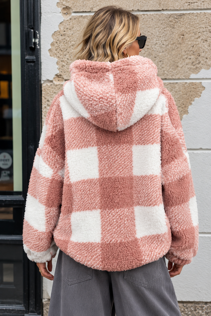 Checkerboard Teddy Jacket Blush