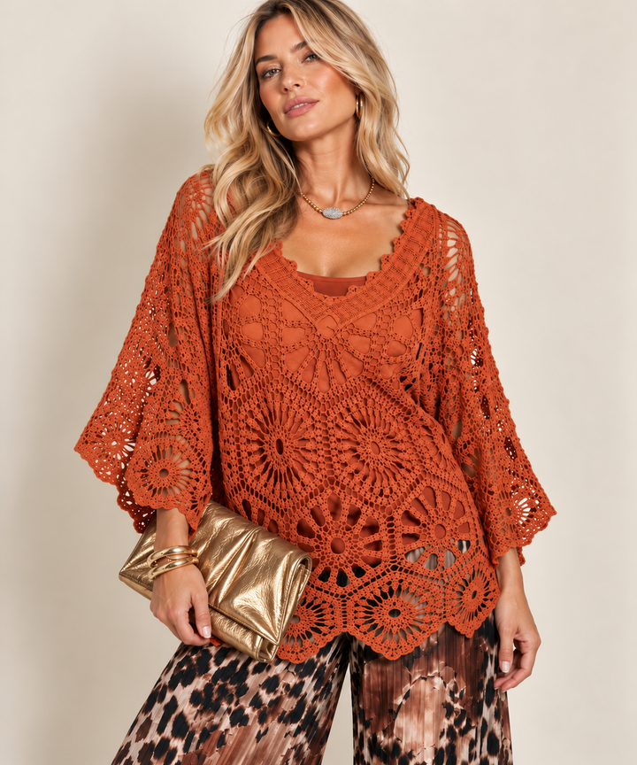 Zephyra Crochet Top Cinnamon