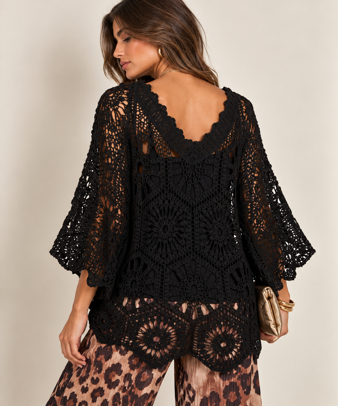 Zephyra Crochet Top Black