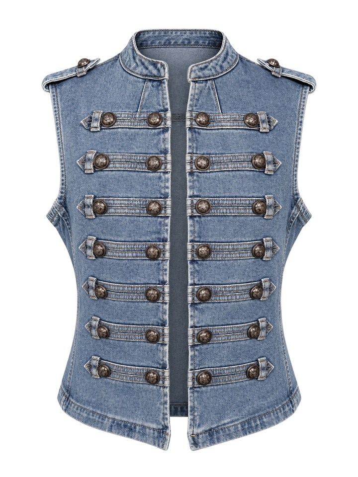 Ciandra Military Waistcoat Denim