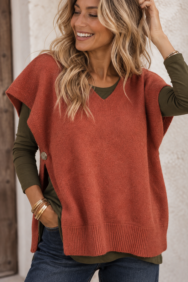 Ember Gold Button Tank Top Rust