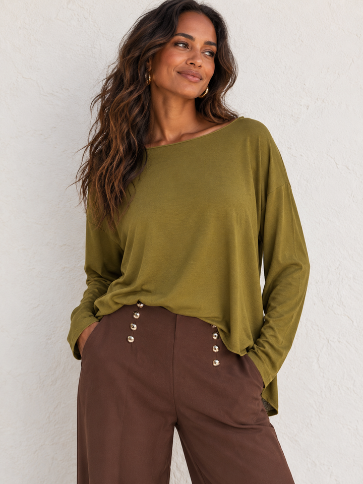 Studded Wide Leg Treggings Chocolate