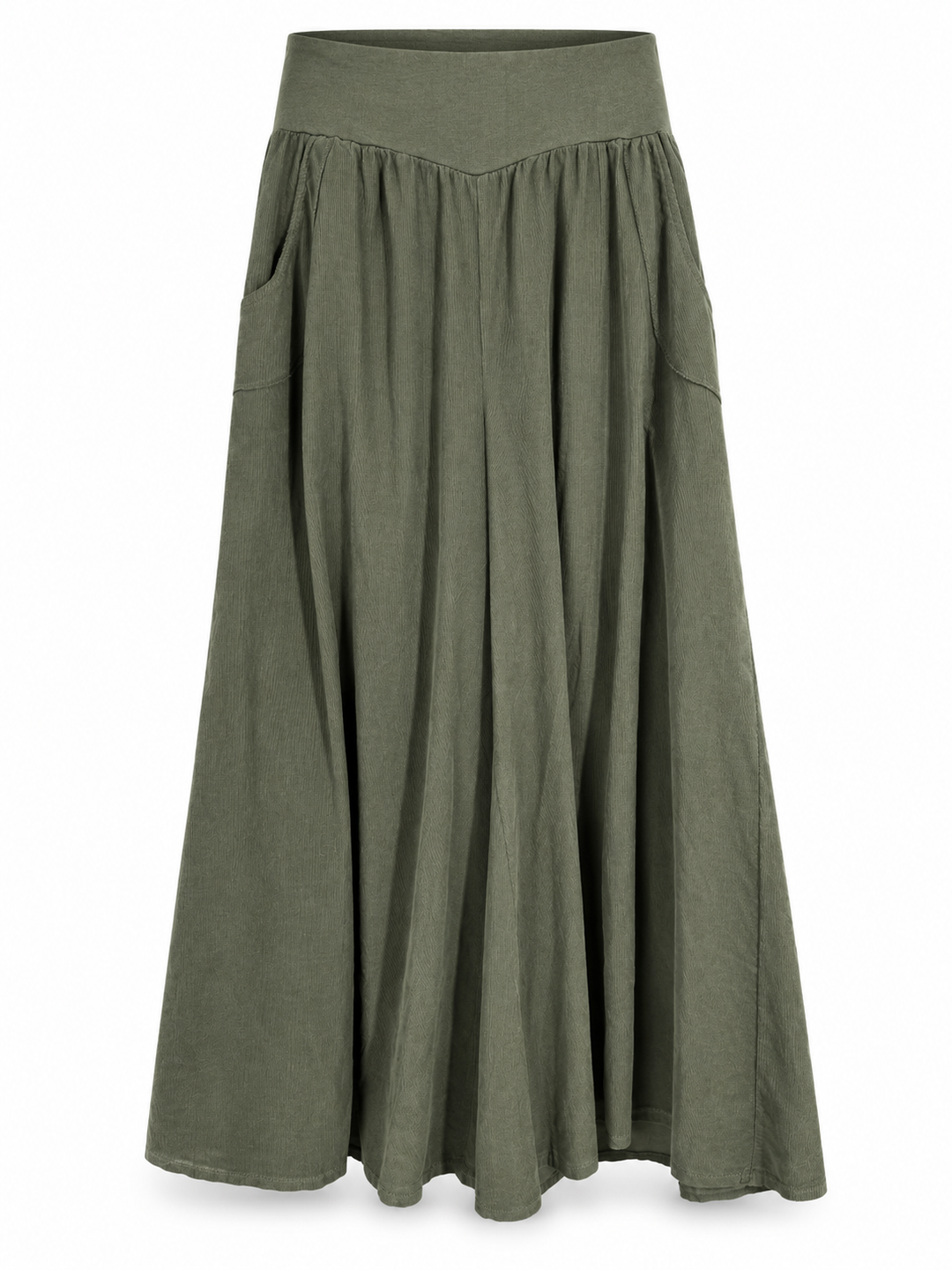 Marlow Needlecord Wide Leg Trousers Khaki