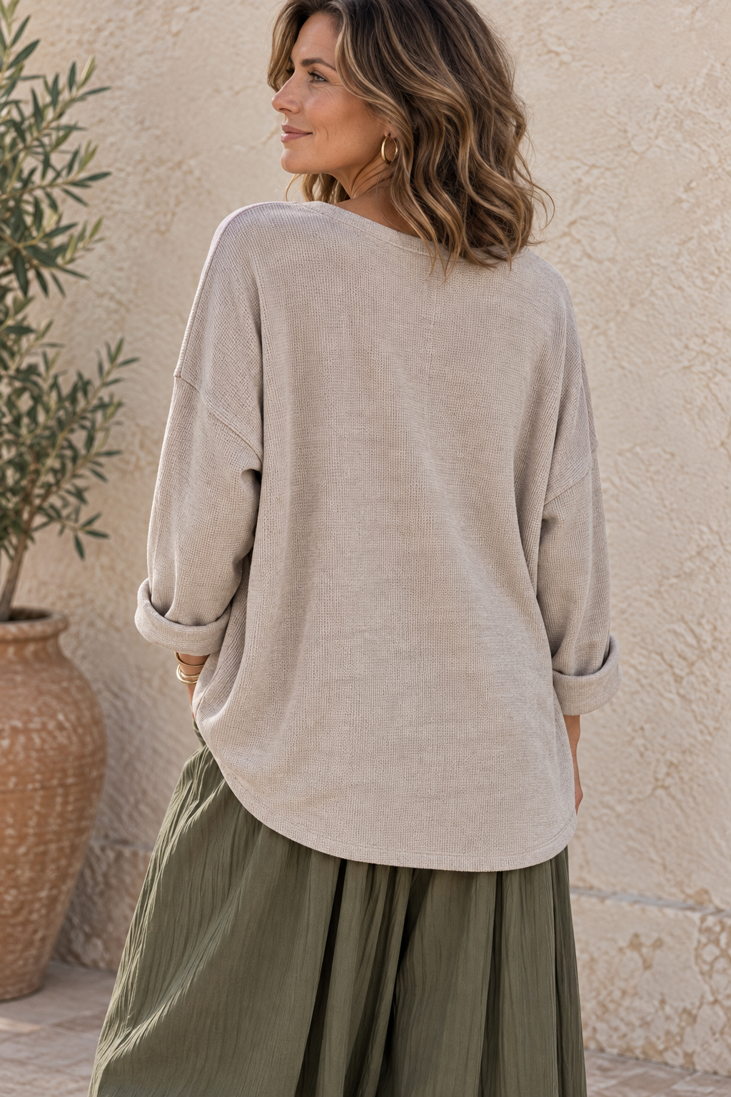 Camila Chenille Top Beige