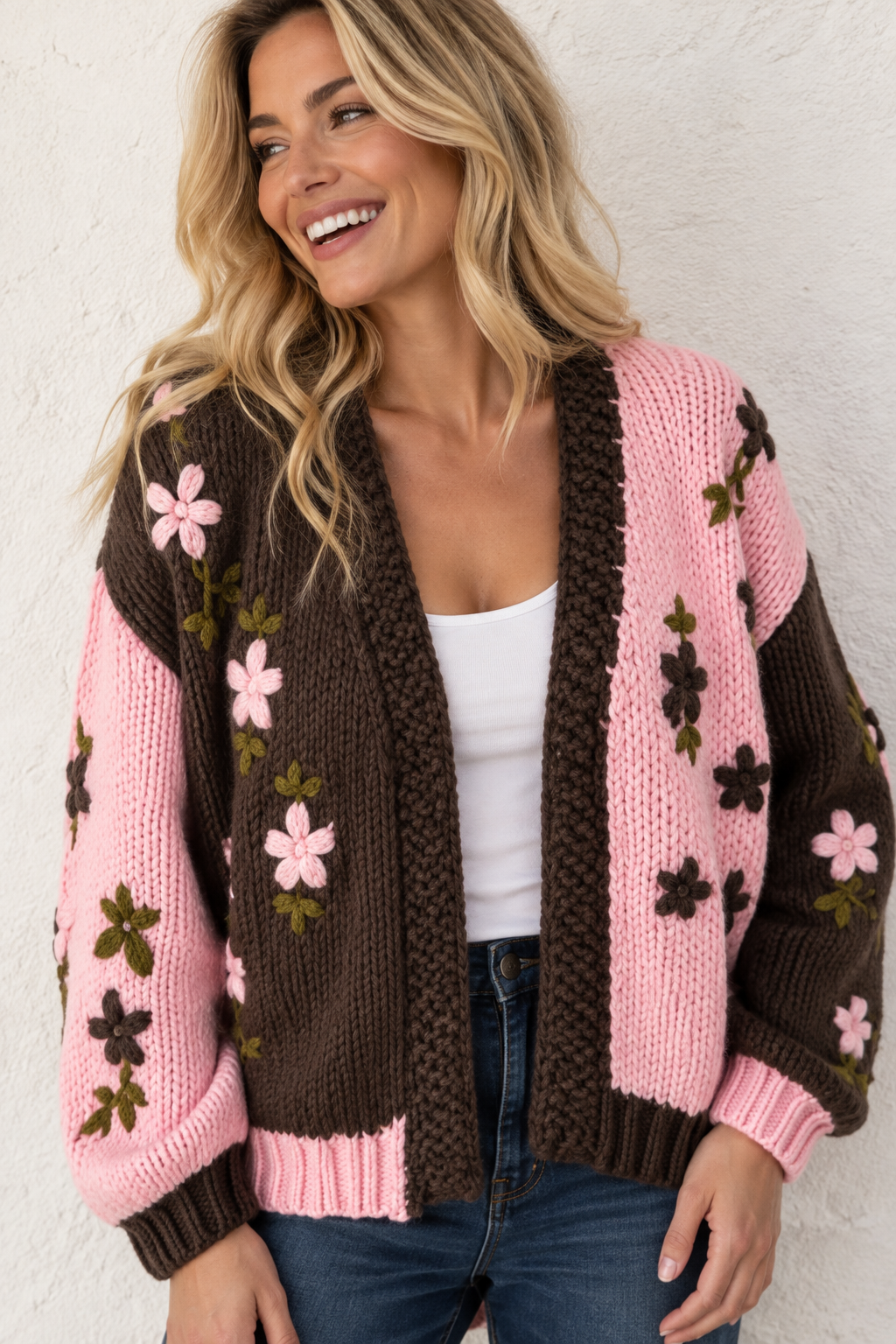 Cherry Blossom Chunky Knit Cardigan