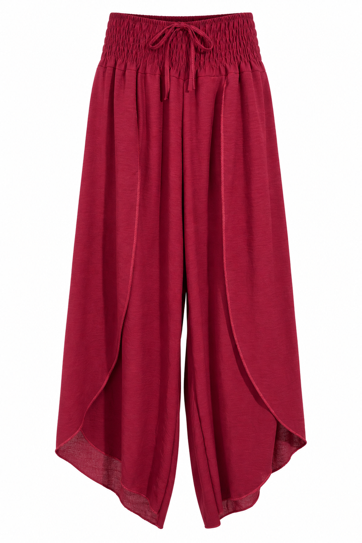 Calista Draped Harem Trousers Burgundy