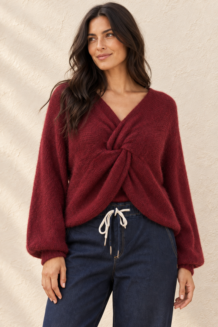 Esme Layering Twist Top Burgundy