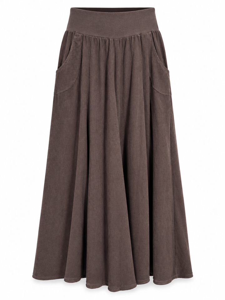 Marlow Needlecord Wide Leg Trousers Chocolate