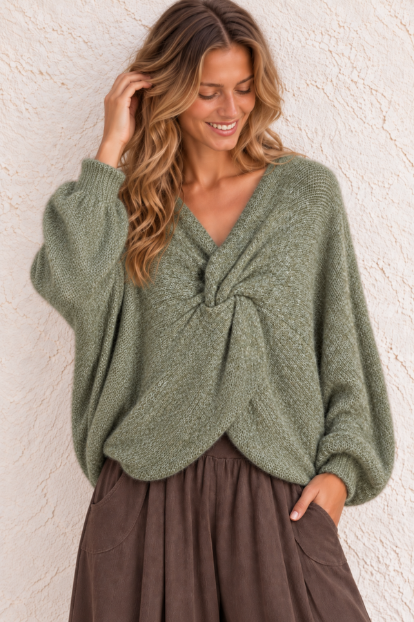 Esme Layering Twist Top Sage
