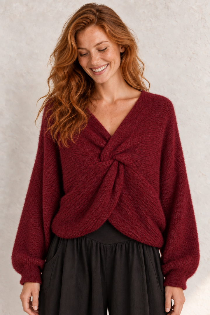 Esme Layering Twist Top Burgundy