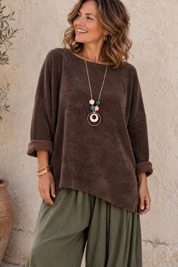 Camila Chenille Top Chocolate
