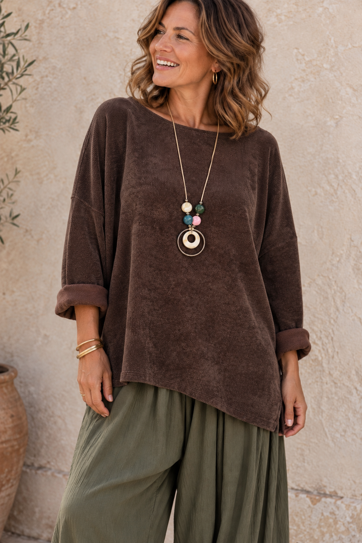 Camila Chenille Top Chocolate