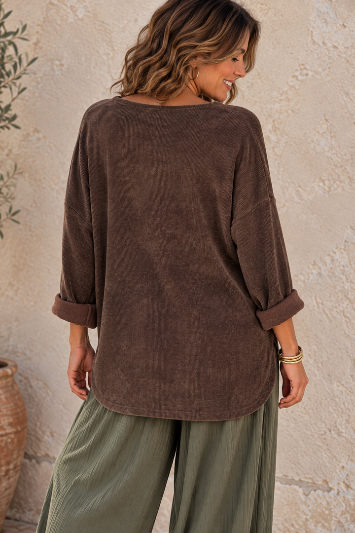 Camila Chenille Top Chocolate