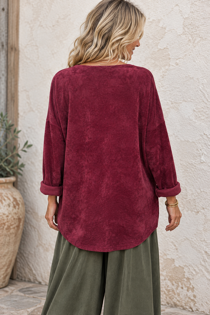 Camila Chenille Top Wine