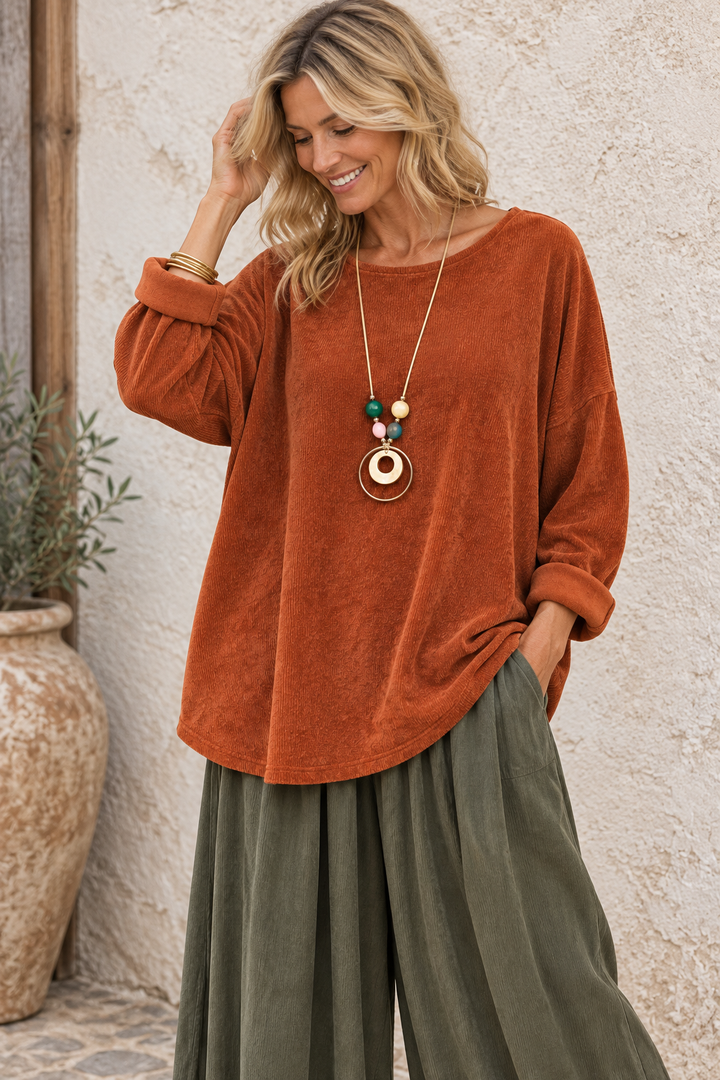 Camila Chenille Top Rust