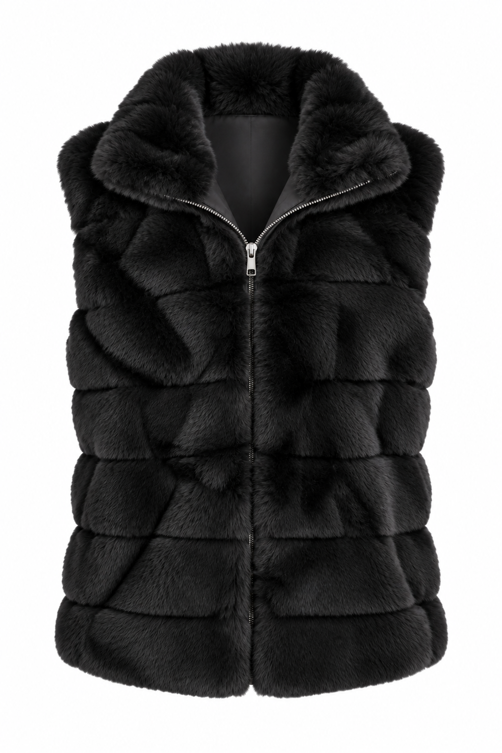 Aspen Faux Fur Panel Gilet Black