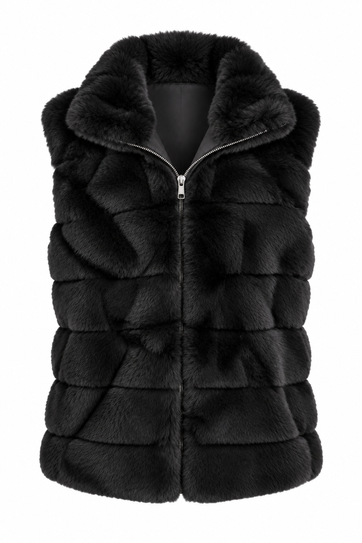 Aspen Faux Fur Panel Gilet Black