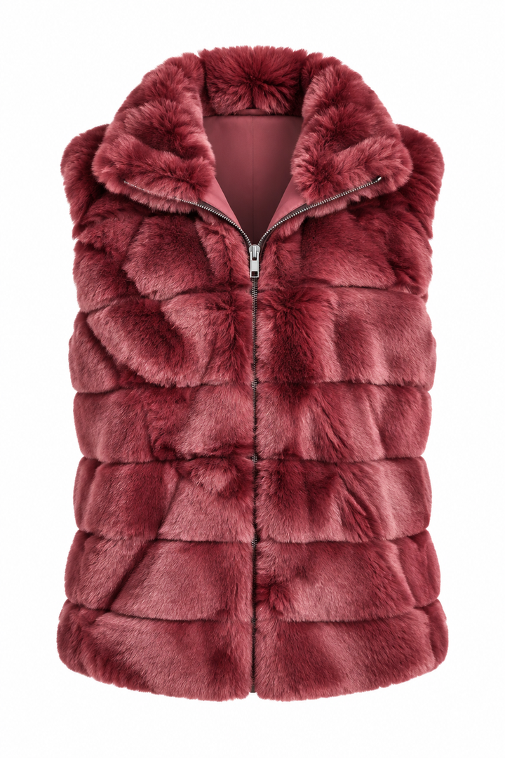 Aspen Faux Fur Panel Gilet Burgundy
