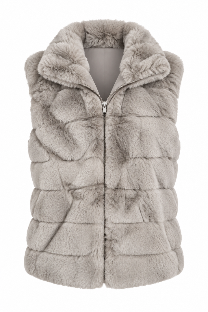 Aspen Faux Fur Panel Gilet Beige