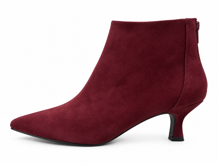 Kyra Faux Suede Ankle Boots Burgundy