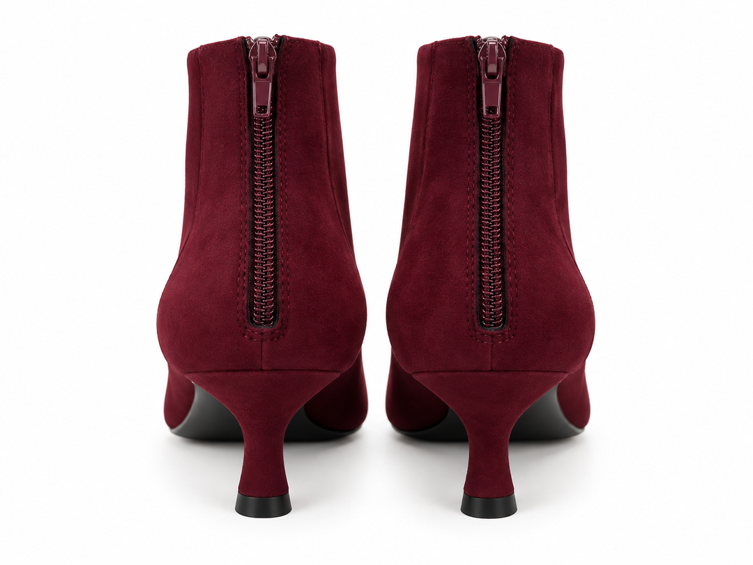 Kyra Faux Suede Ankle Boots Burgundy